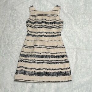 Banana Republic Beige and Blue Cotton Canvas Sheath